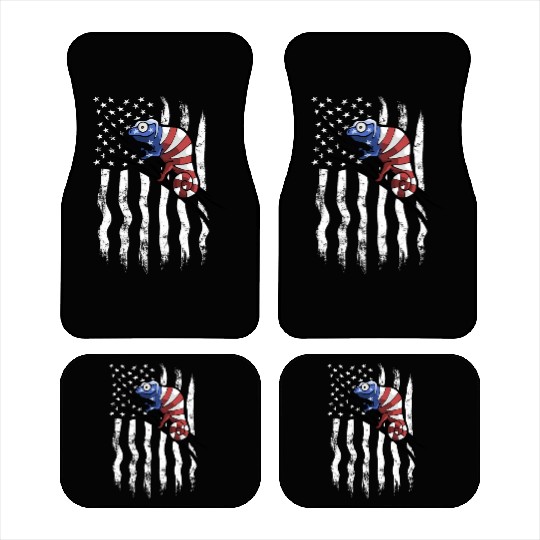 US Flag Patriotic American Chameleon in Stars Car Mats