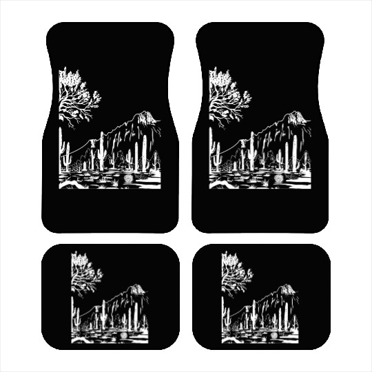 Vintage Western Cactus Desert Landscape Car Mats