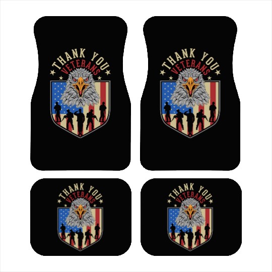 Eagle Veterans Day Patriotic Soldiers US Flag Car Mats