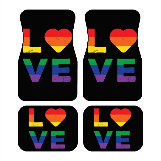 LGBT LOVE Rainbow Heart Gay Lesbian Equality Gift Car Mats