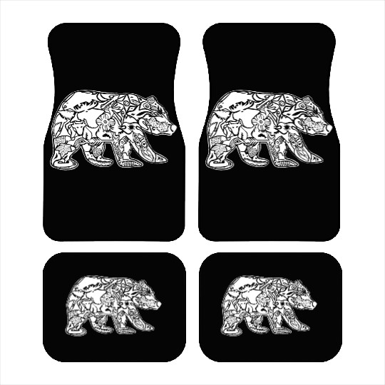 Black Bear Tattoo White Car Mats