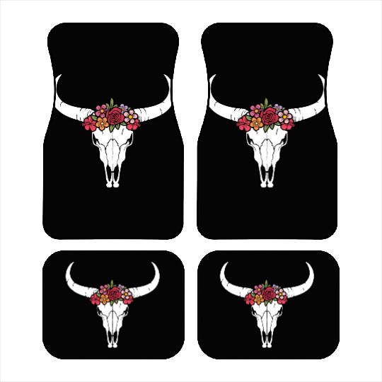 Floral bull skull Car Mats