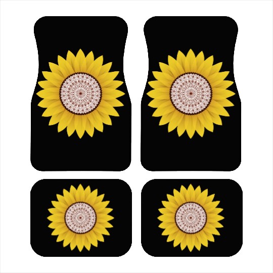 Golden Sunflower Mandala Car Mats