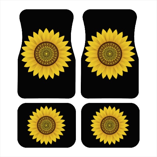 Golden Sunflower Mandala Car Mats