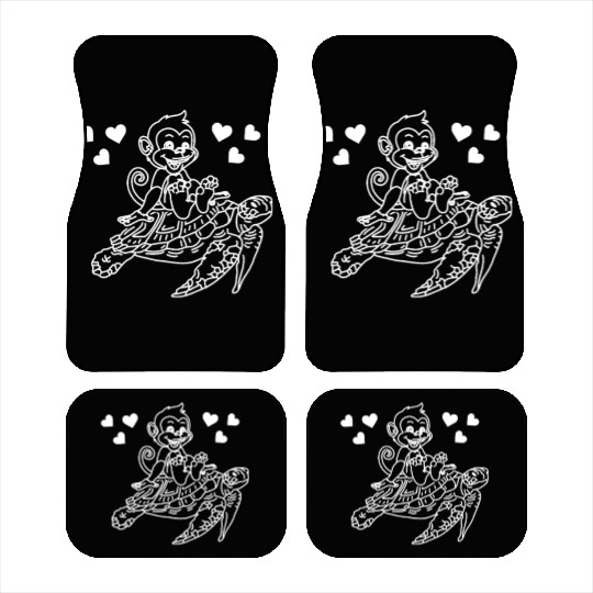 Sea Turtle And Monkey Lover - Funny Monkey Turtle Car Mats
