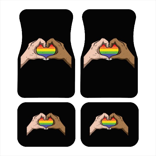 LGBT Rainbow Heart Gay Pride Lesbian Equality Gift Car Mats