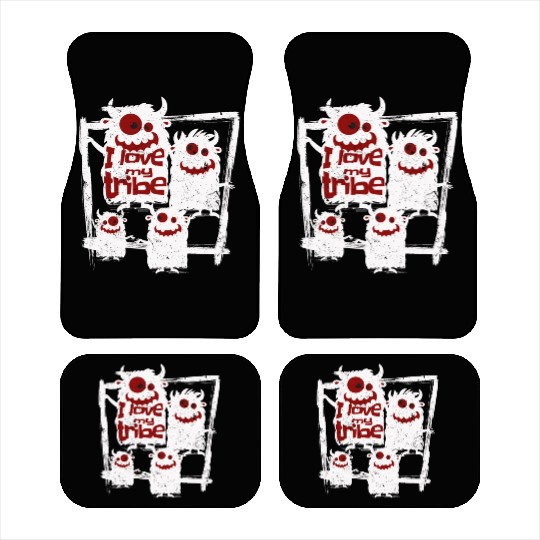 I Love My Tribe Funny Monster Family Reunion Car Mats