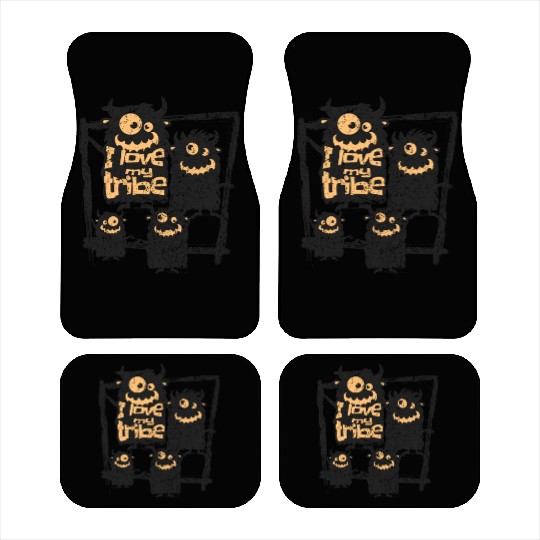 I Love My Tribe Funny Monster Family Reunion Car Mats