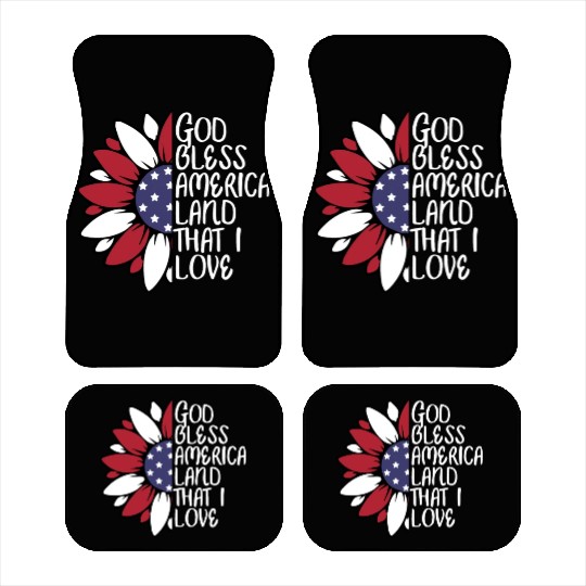 God Bless America Sunflower God Bless USA Car Mats