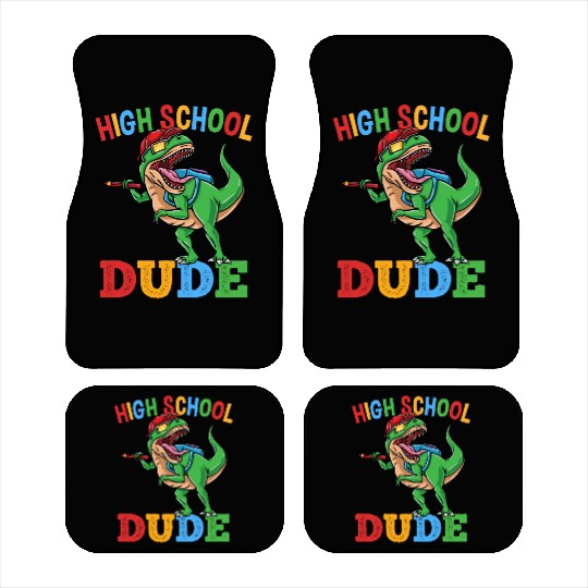 High School Dude T-Rex Dinosaur Boys Car Mats