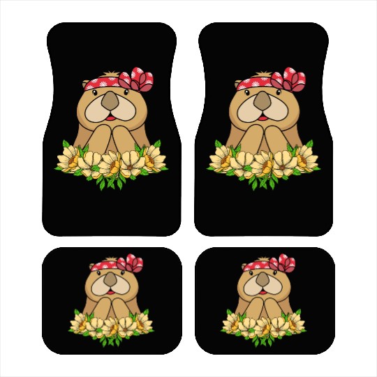 Cute Otter With Flower Sea Otter For Women Car Mats