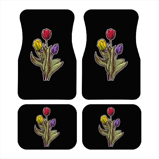 Vintage Tulips Flower Plants Florist Gardening Car Mats