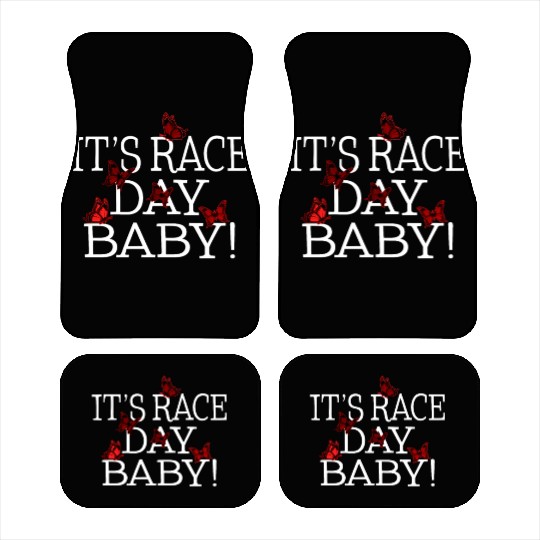 Racing Car Mats, It's Race Day Baby Butterfly Car Mats,