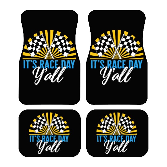 It's Race Day Y'all Car Mats, Race Day Checkered