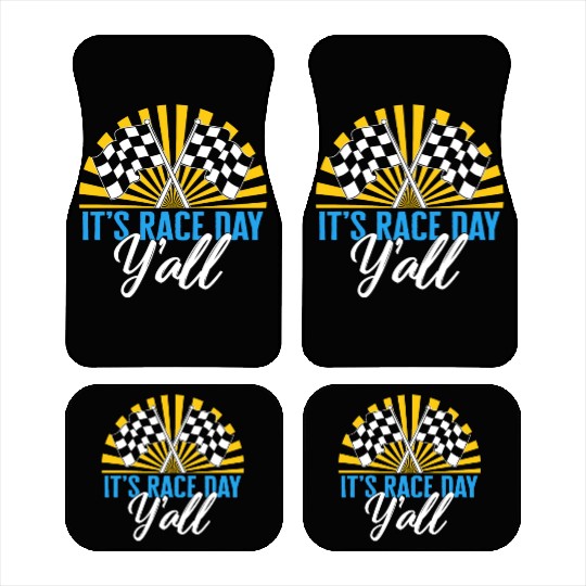 It's Race Day Y'all Car Mats, Race Day Checkered