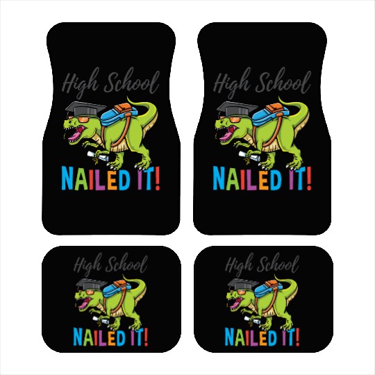 High School Nailed It Dinosaur Graduation Car Mats