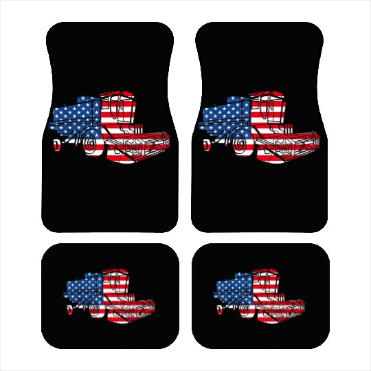 Farm Tractor American Flag Combine Harvester Car Mats