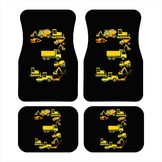 Construction Trucks 3rd Birthday 3 Year Old Boys Car Mats