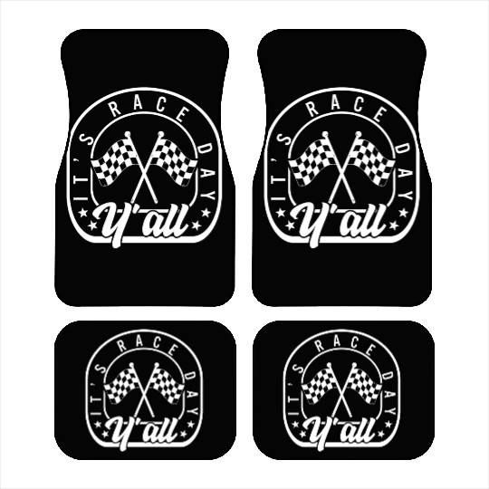 It's Race Day Y'all Car Mats, Race Day Checkered