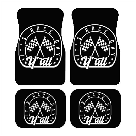 It's Race Day Y'all Car Mats, Race Day Checkered