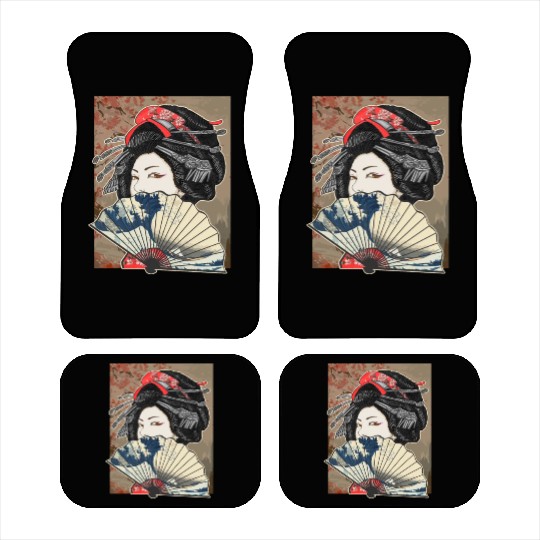 Vintage Cherry Blossom Japanese Geisha Girl Car Mats