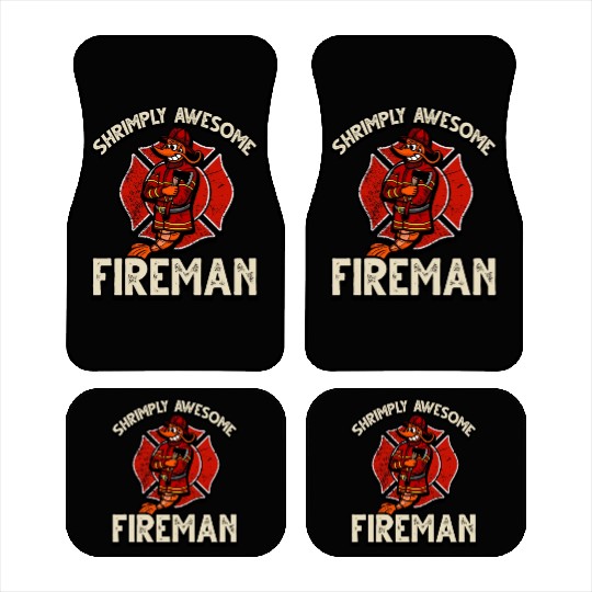 Funny Shrimp/Prawn Pun. Shrimply Awesome Fireman Car Mats