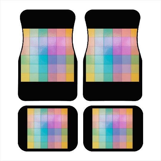 Rainbow Shimmer Multi Squares Pattern Car Mats
