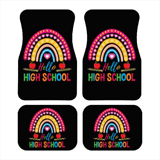 Hello High School Teacher Rainbow Car Mats