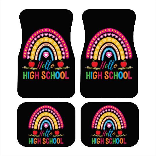 Hello High School Teacher Rainbow Car Mats
