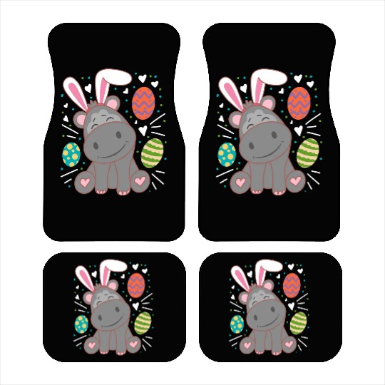 Hippo Wearing Rabbit Bunny Ears Funny Easter Car Mats