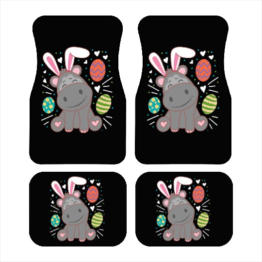 Hippo Wearing Rabbit Bunny Ears Funny Easter Car Mats