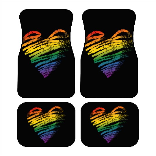 LGBT Gay Lesbian Pride Month Heart Flag Car Mats