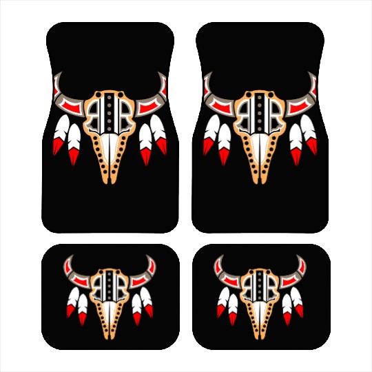 Native American Buffalo Skull for Tribal Art Lover Car Mats
