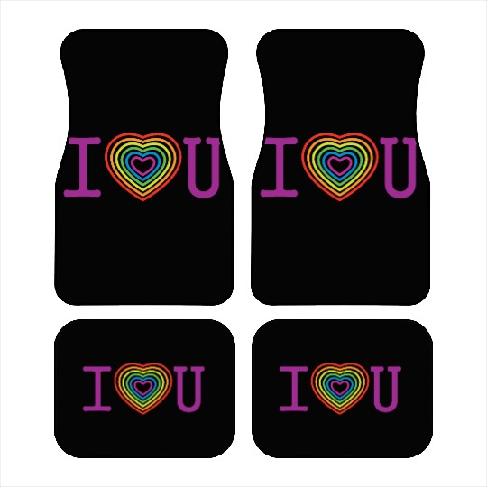 I love you with all my heart. Colors rainbow heart Car Mats
