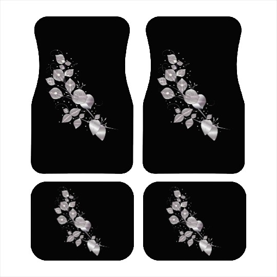 noble leaf tendril in metallic silver look Car Mats