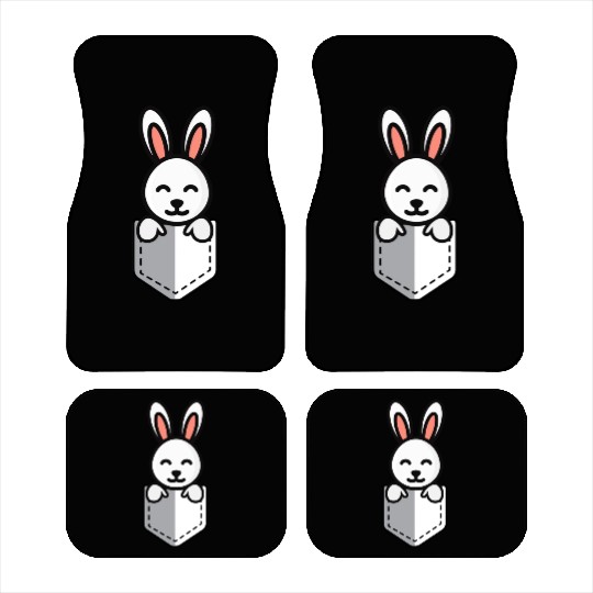 Bunny Pocket Cute Little Easter Sunday Egg Hunt Car Mats