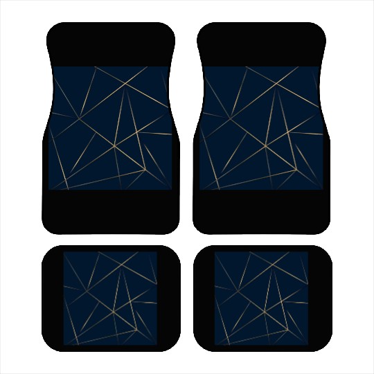 Luxury Gold Navy Blue Geometric Polygon Car Mats