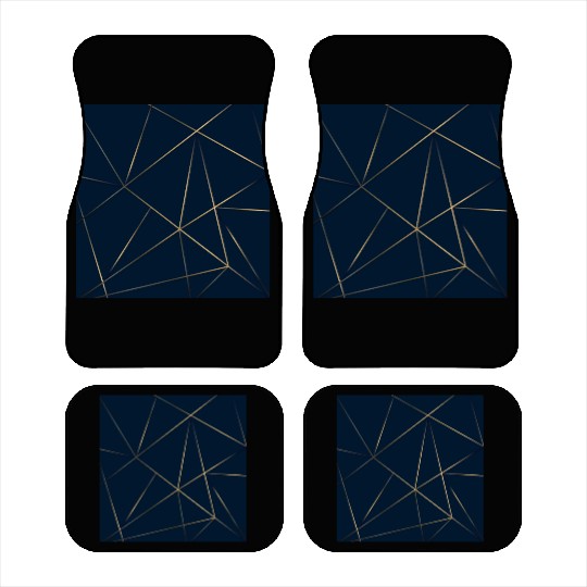 Luxury Gold Navy Blue Geometric Polygon Car Mats