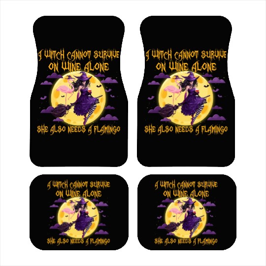 Witch and Flamingo Halloween Car Mats