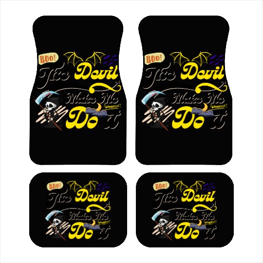 Devil Make Me Do it Death toon funny Halloween. Car Mats