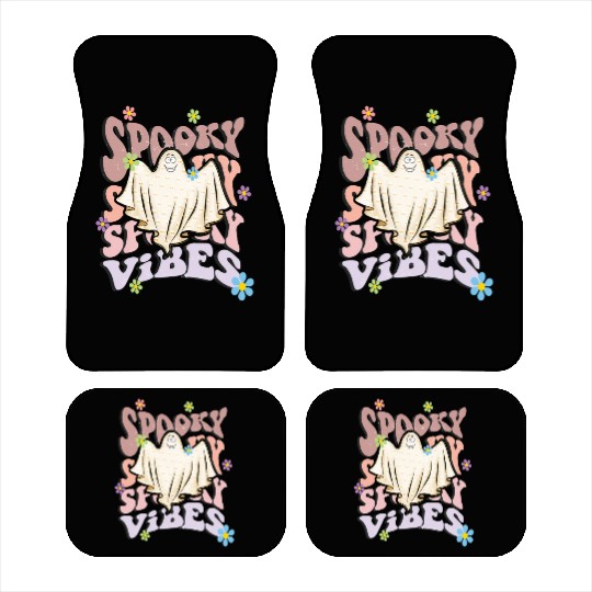 Spooky Season Retro Wavy Halloween Ghost Car Mats