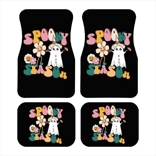 Spooky Season Retro Flowers Halloween Ghost Girls Car Mats
