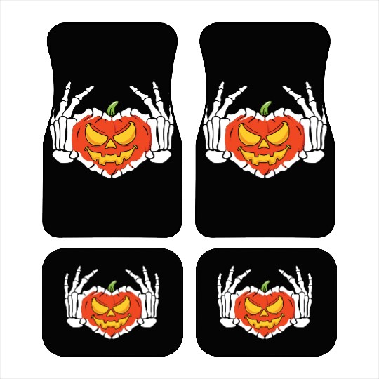 Skeleton Hand Heart Sign Funny Halloween Car Mats