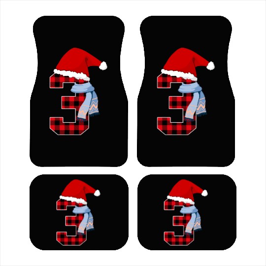 Number 3 Christmas Graphic 3 Year Old Kids Xmas Car Mats