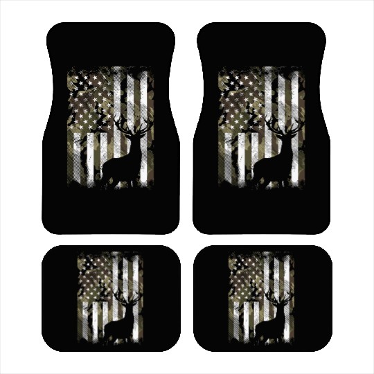 Camo American Flag Deer Hunter Hunting Car Mats