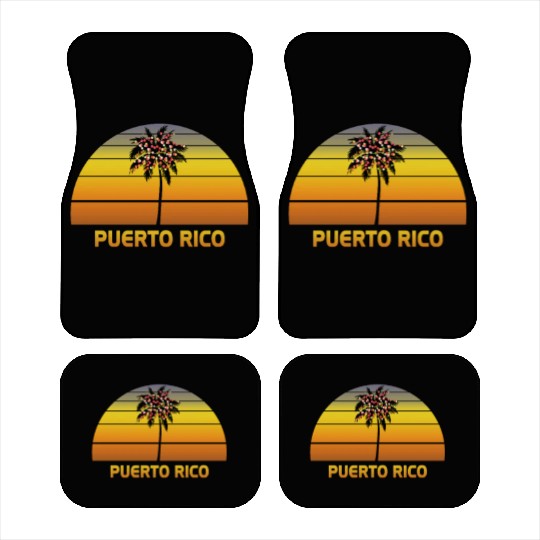 Puerto Rico Palm Tree Christmas Lights Family Car Mats