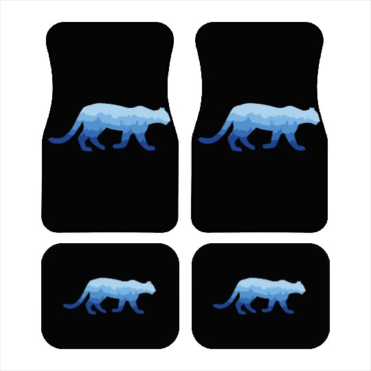 Mountain Lion and Mountain Biker Car Mats