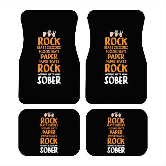 Sobriety Gift for Men or Women Rock Paper Scissors Car Mats