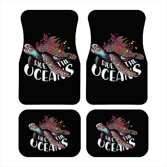 Save The Ocean Sea Turtle Reefs Cartoon Car Mats