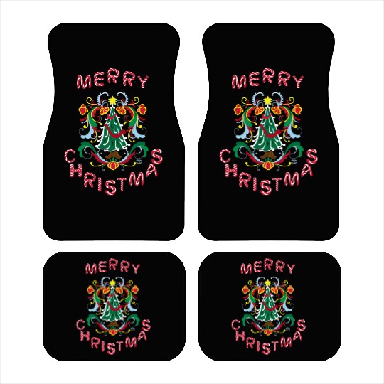 Merry Christmas Decorative Tree with Candy Cane Car Mats